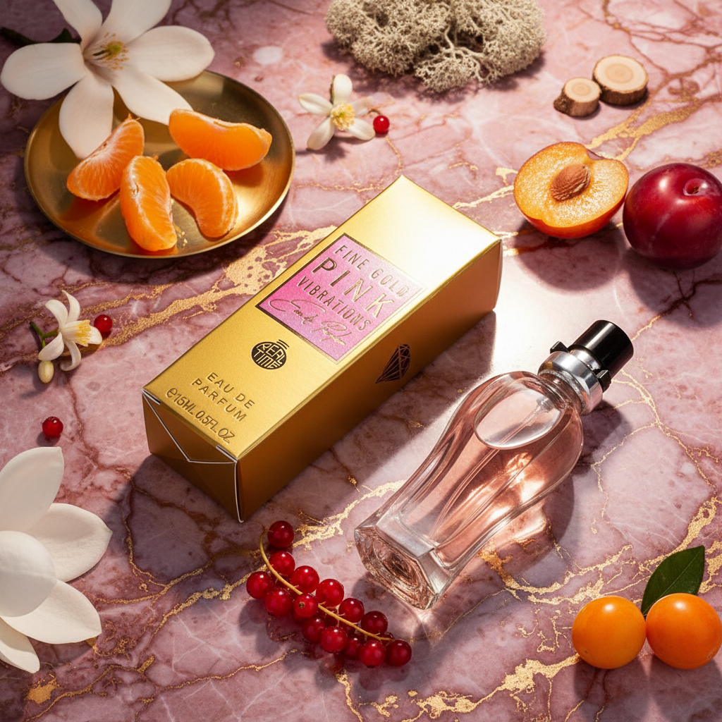 15ml EDP "FINE GOLD PINK VIBRATIONS" fragancia cítrica frutal