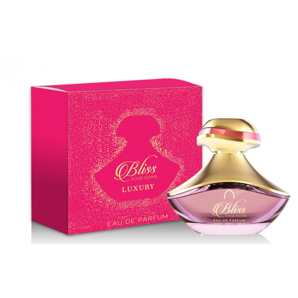 100 ml Eau de Perfume Oriental BLISS (Top: Raspberry, Litchi, Blackcurrant, Cassis, Lemon; Middle: Rose, Magnolia, Benzoin, Resinoid, Coumarin, Violet; Base: Amber Notes, Vanilla, Fruity Notes, Sweet Woods, Musky Notes)