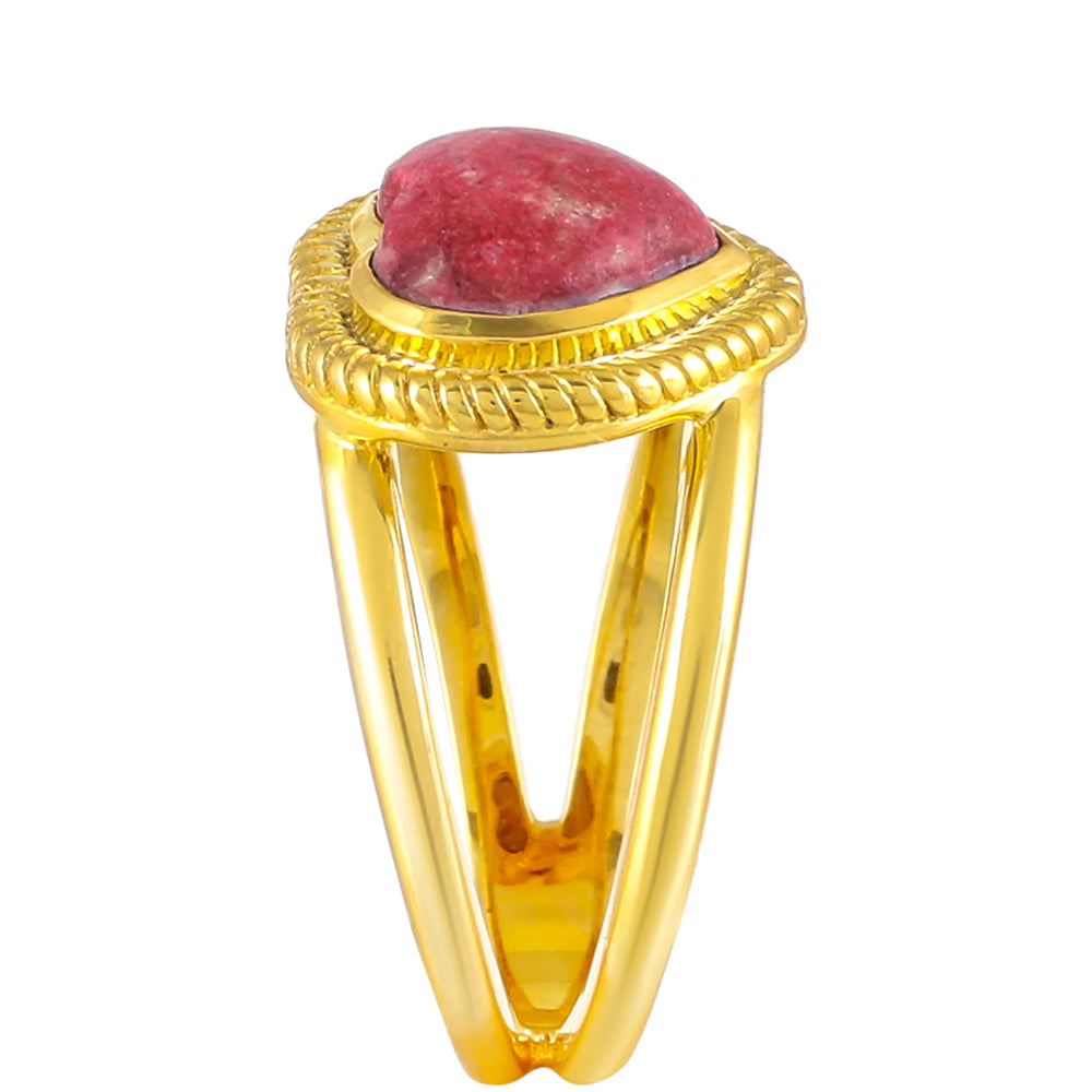Anillo de Plata Bañada en Oro con Thulita 3 