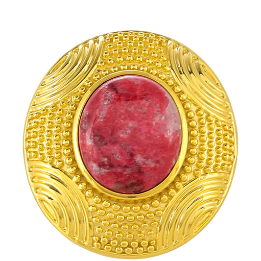Anillo de Plata Bañada en Oro con Thulita