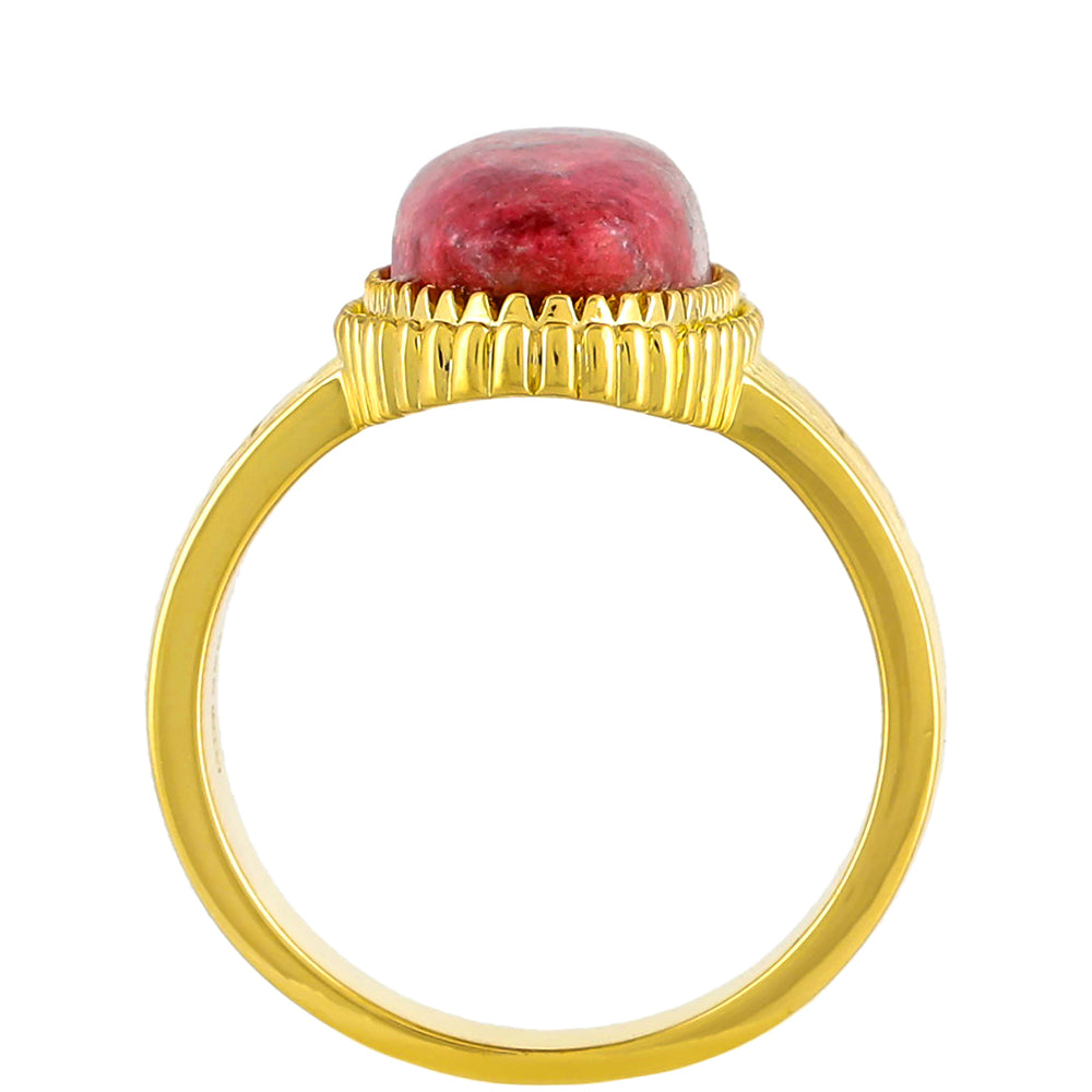 Anillo de Plata Bañada en Oro con Thulita 4 