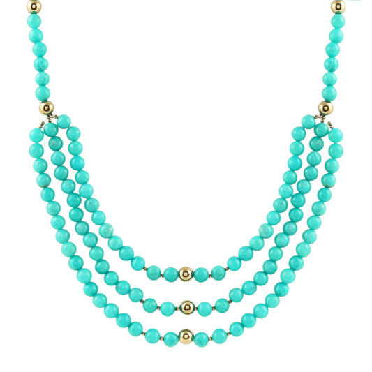 Collar de Plata Bañada en Oro con Amazonita