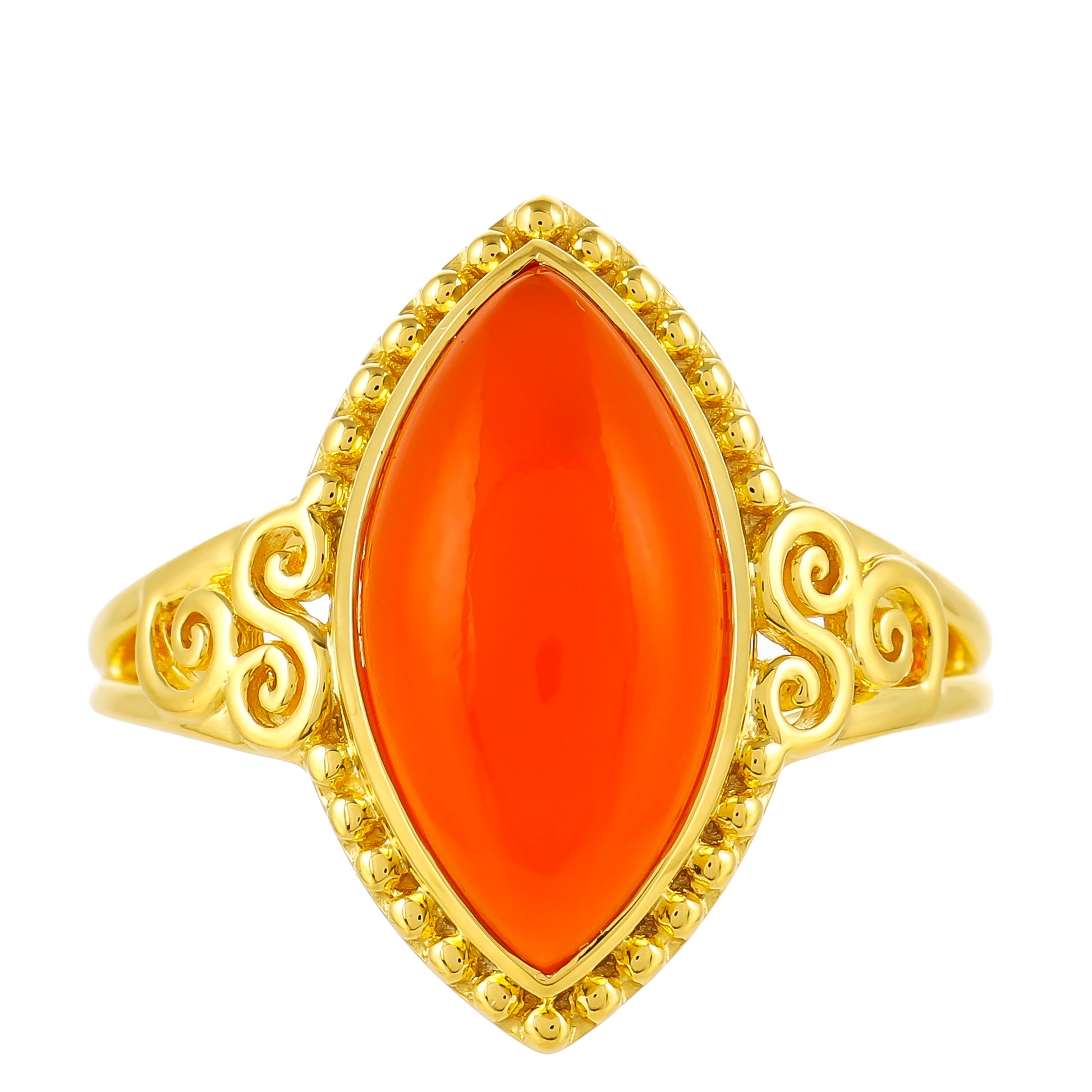 Anillo de Plata Bañada en Oro con Cornalina 1 