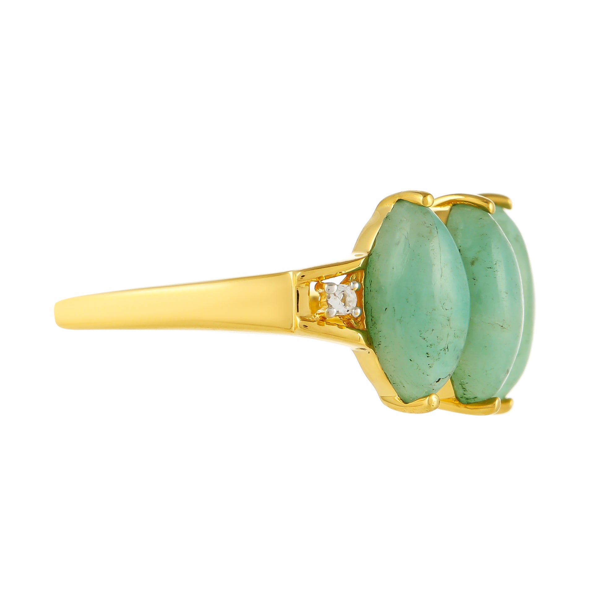 Anillo de Plata Bañada en Oro con Amazonita y Topacio Blanco 2 