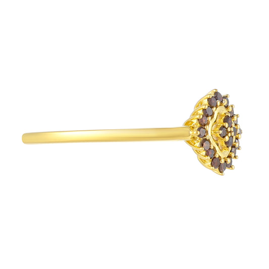 Anillo de Plata Bañada en Oro con Diamante Rojo