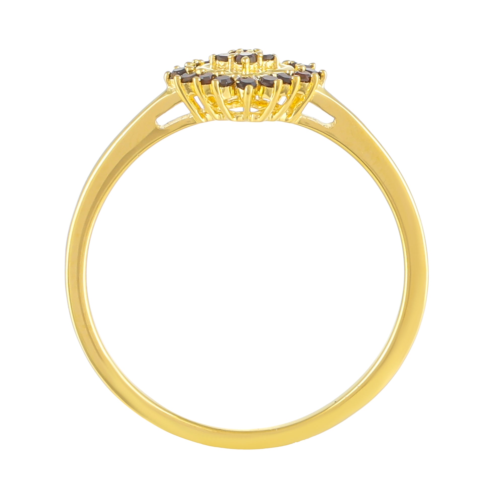 Anillo de Plata Bañada en Oro con Diamante Rojo 4 