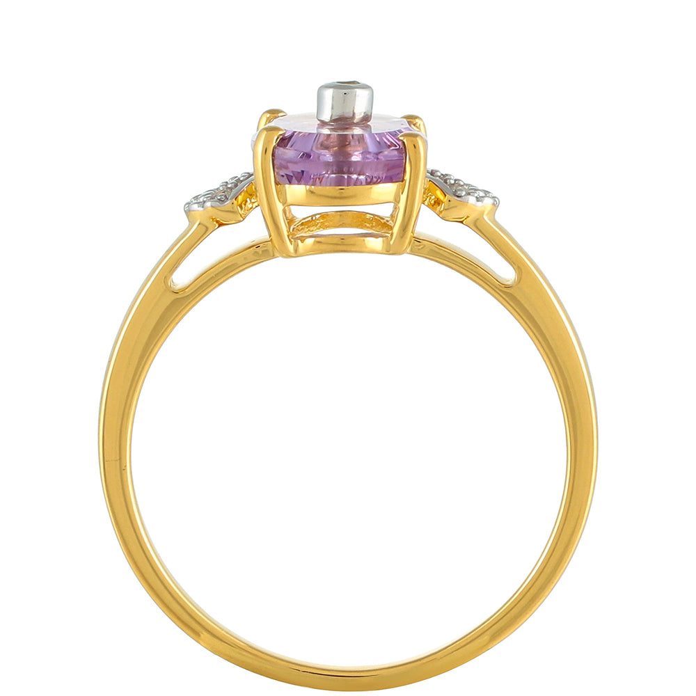 Anillo de Plata Bañada en Oro con Amatista Rosa y Zircón natural 4 