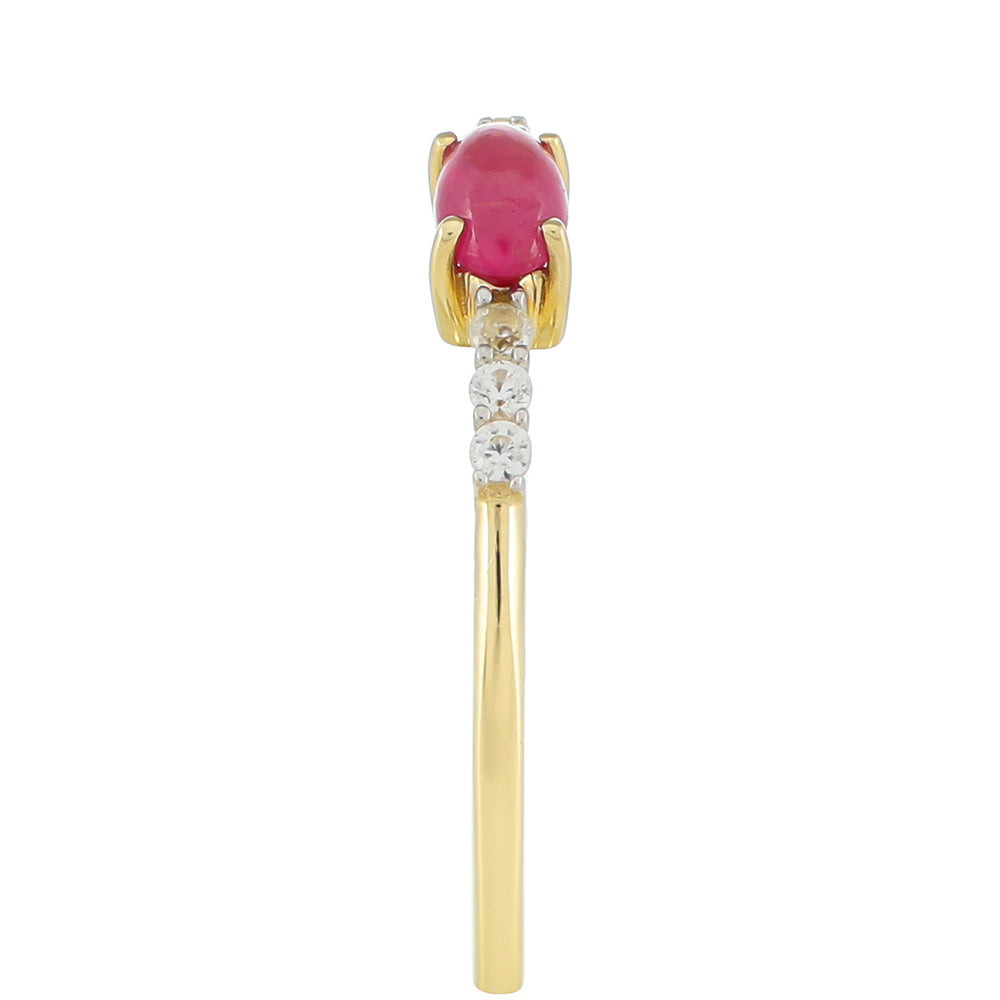 Anillo de Oro 9K con Rubí de Tailandia y Zircón natural 3 