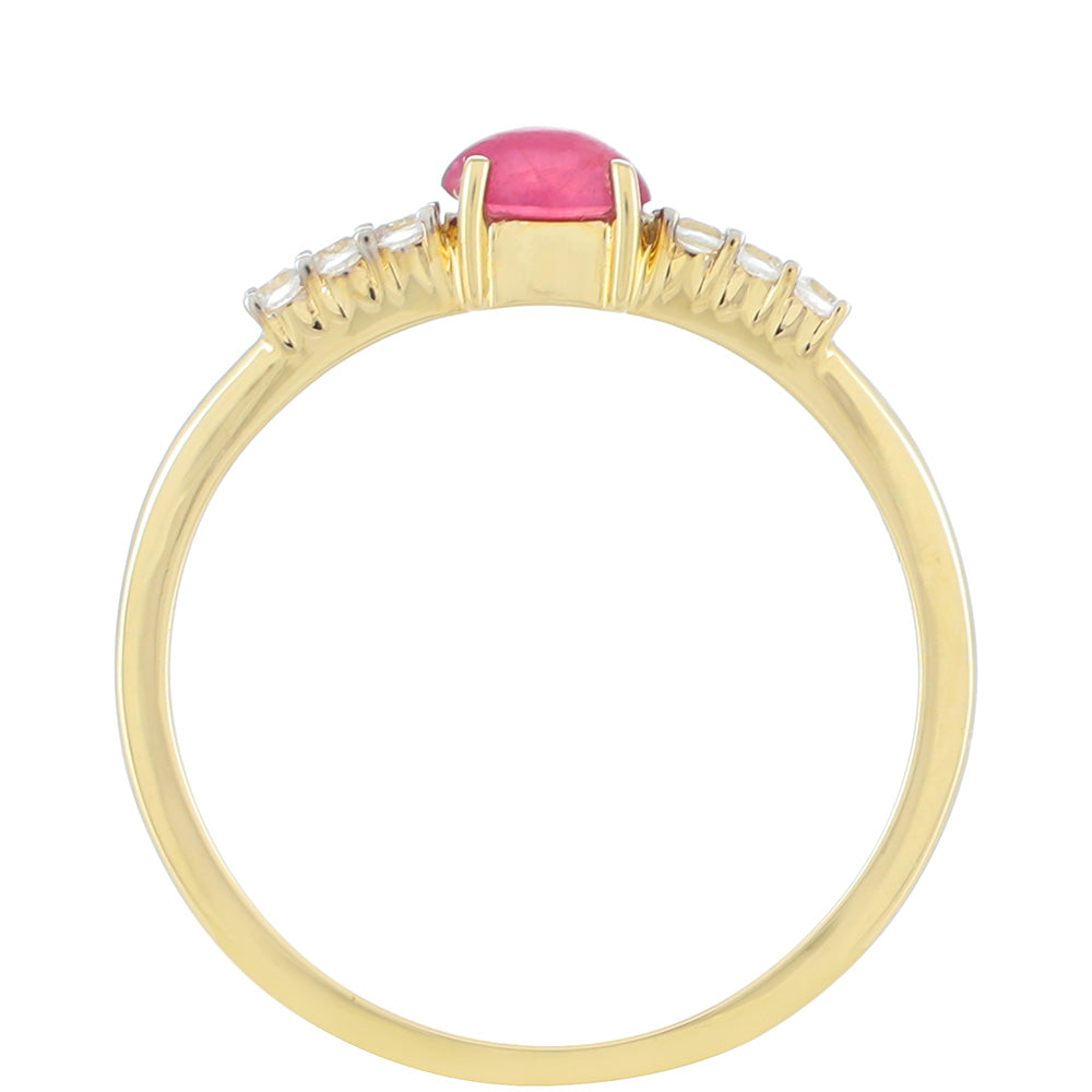 Anillo de Oro 9K con Rubí de Tailandia y Zircón natural 4 