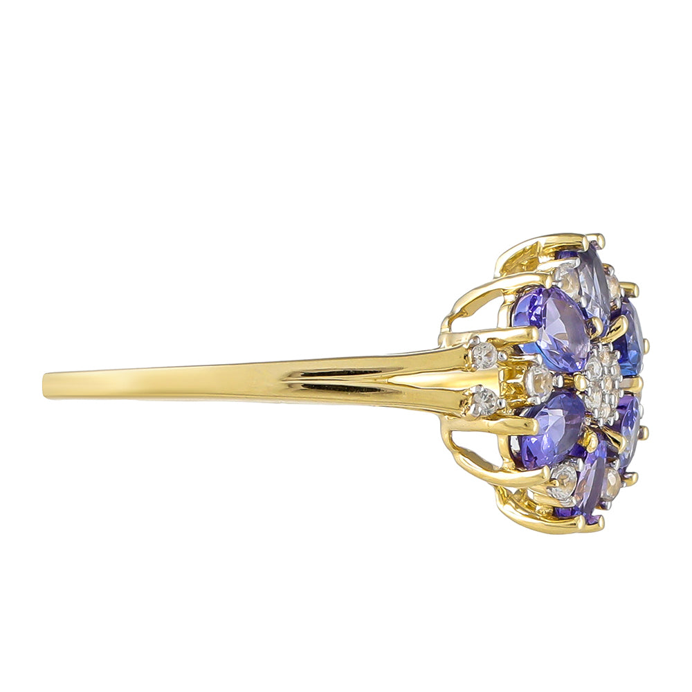 Anillo de Oro 9K con Tanzanita AAA y Zircón natural 4 
