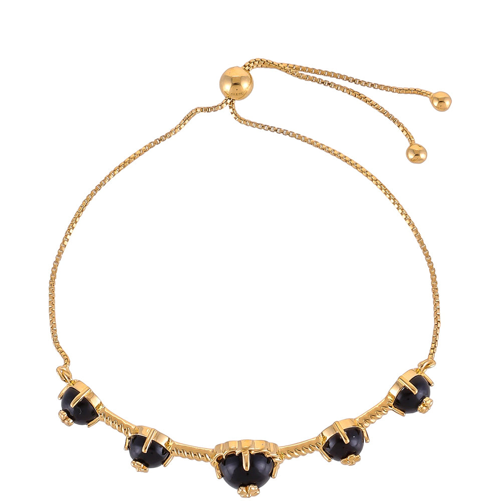 Pulsera de Plata Bañada en Oro con Ónix Negro 2 