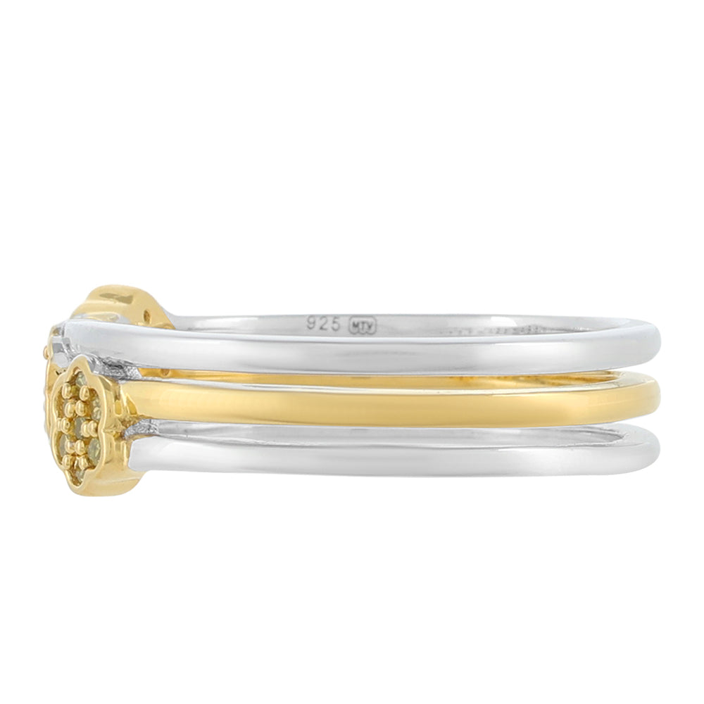 Conjunto de Plata Bañada en Oro con Diamante Verde Veronés ( Anillo ) 2 