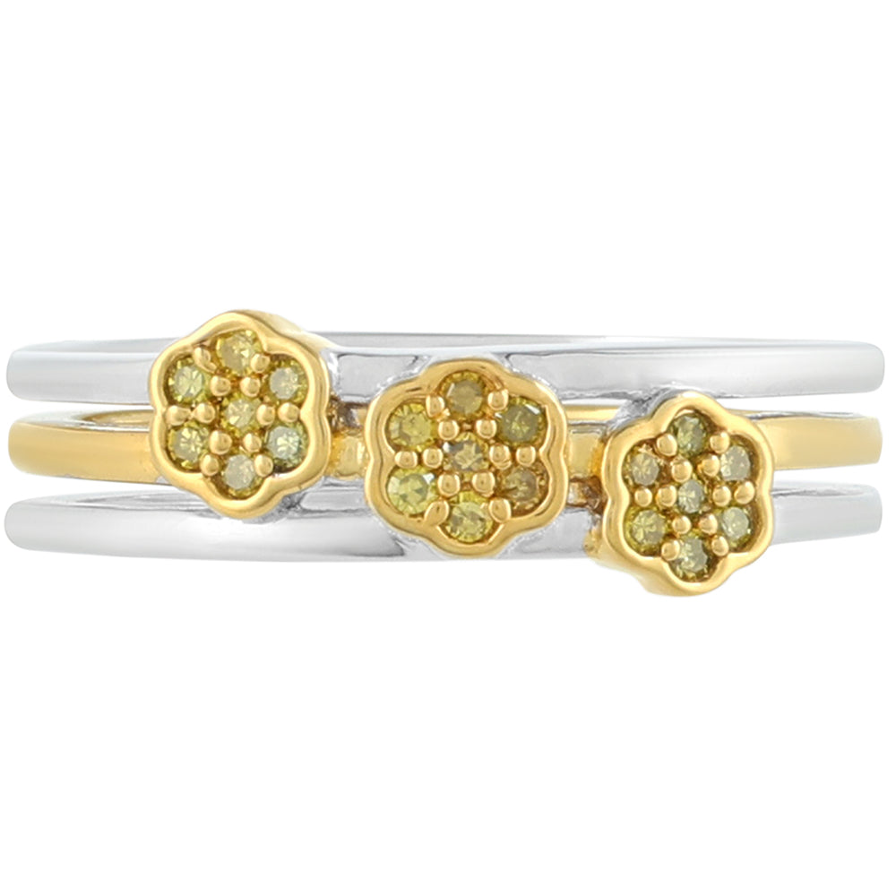 Conjunto de Plata Bañada en Oro con Diamante Verde Veronés ( Anillo ) 1 