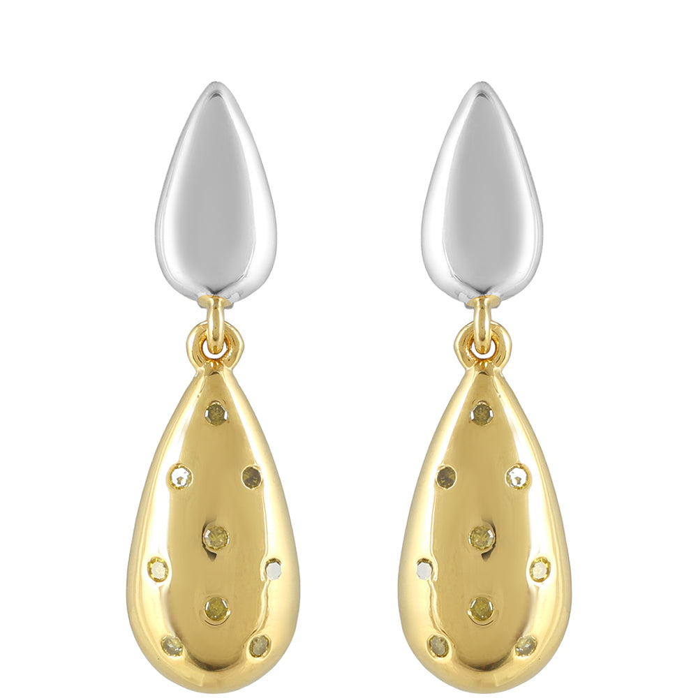 Pendientes de Plata Bañada en Oro con Diamante Verde Veronés 1 