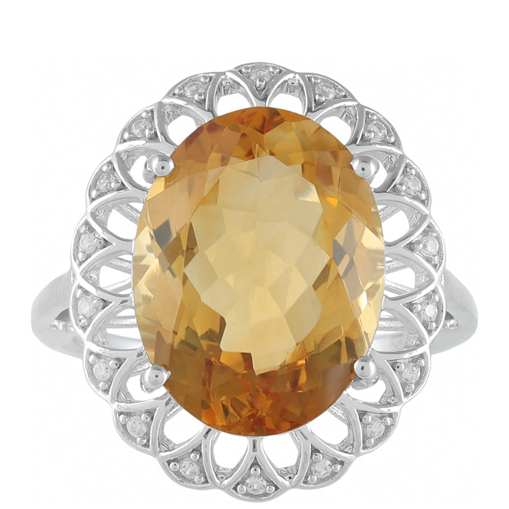 Anillo de Plata con Citrino y Zircón natural 1 