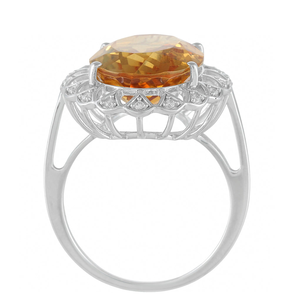 Anillo de Plata con Citrino y Zircón natural 4 