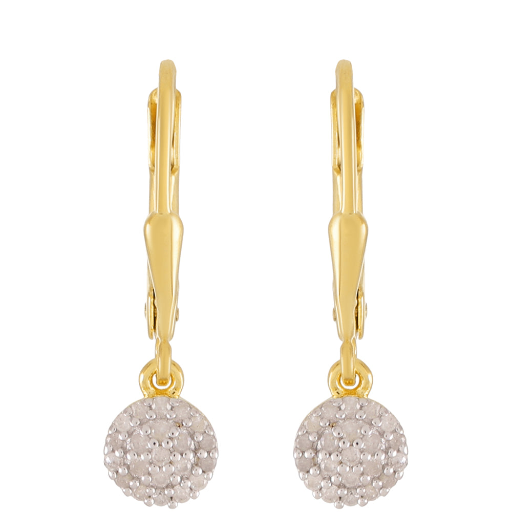 Pendientes de Plata Bañada en Oro con Diamante blanco