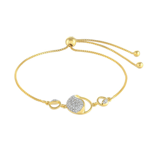 Pulsera de Plata Bañada en Oro con Diamante blanco