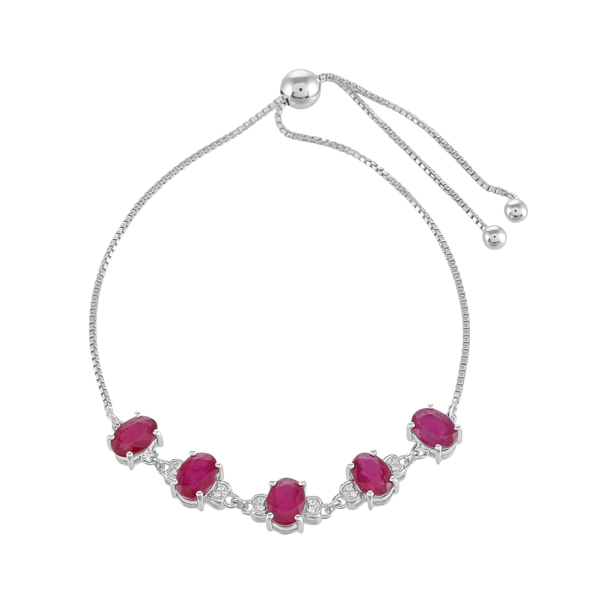 Pulsera de Plata con Rubí de Tailandia y Topacio Blanco 1 