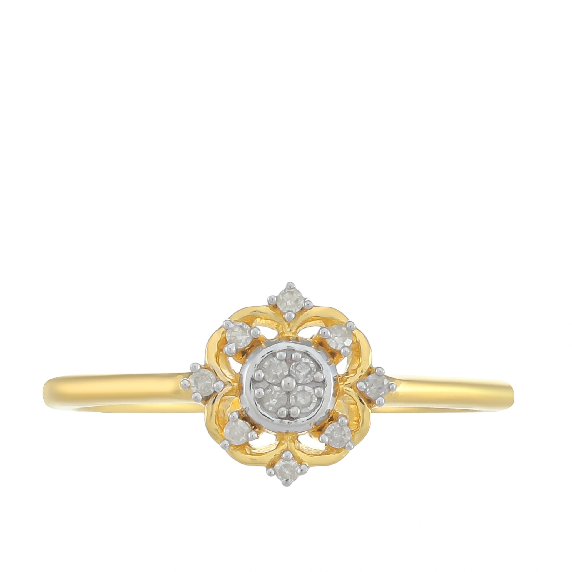 Anillo de Plata Bañada en Oro con Diamante blanco 1 