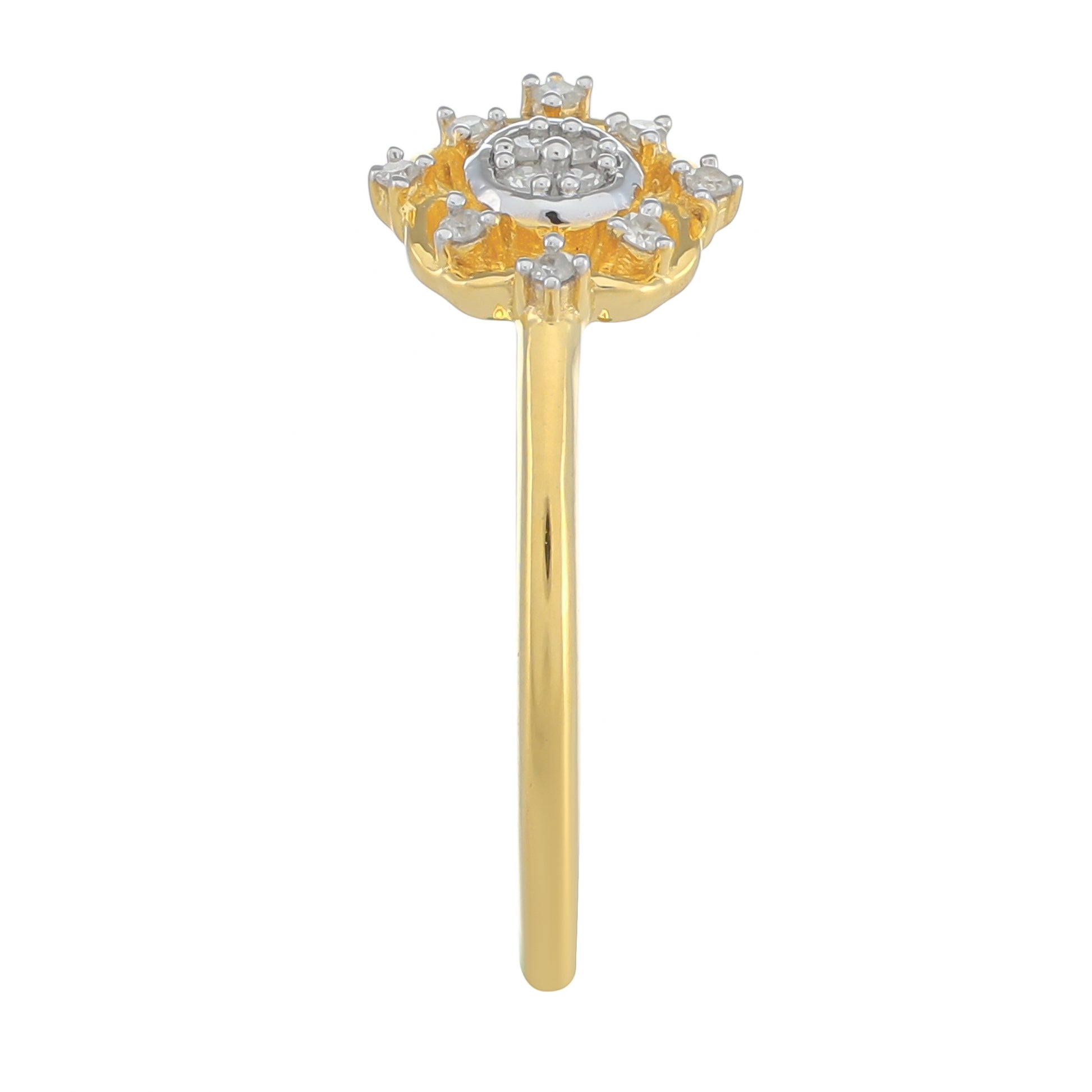 Anillo de Plata Bañada en Oro con Diamante blanco 3 