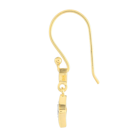 Pendientes de Plata Bañada en Oro con Diamante blanco