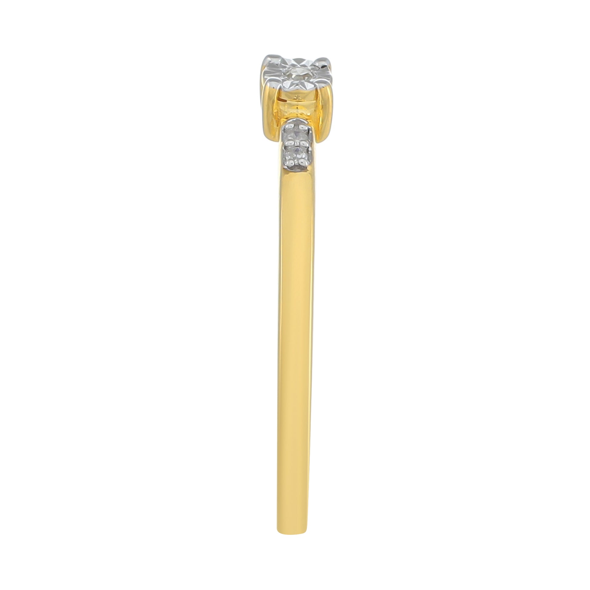 Anillo de Plata Bañada en Oro con Diamante blanco 3 