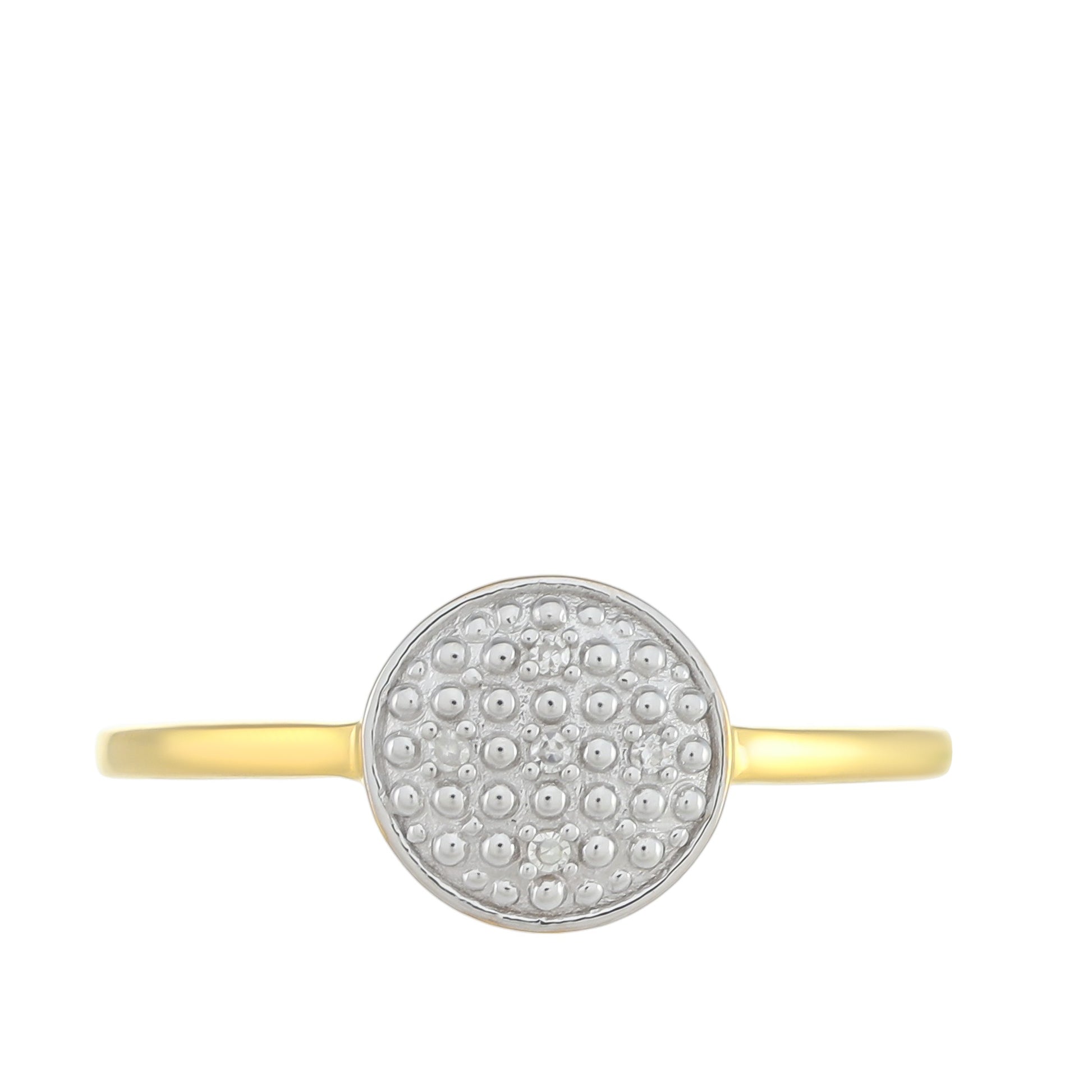 Anillo de Plata Bañada en Oro con Diamante blanco 1 