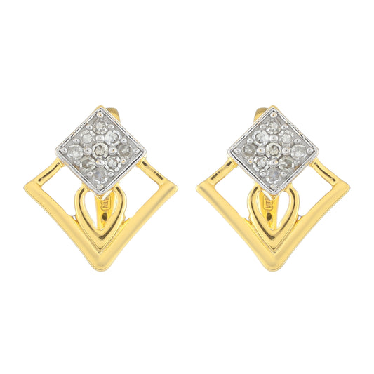 Pendientes de Plata Bañada en Oro con Diamante blanco