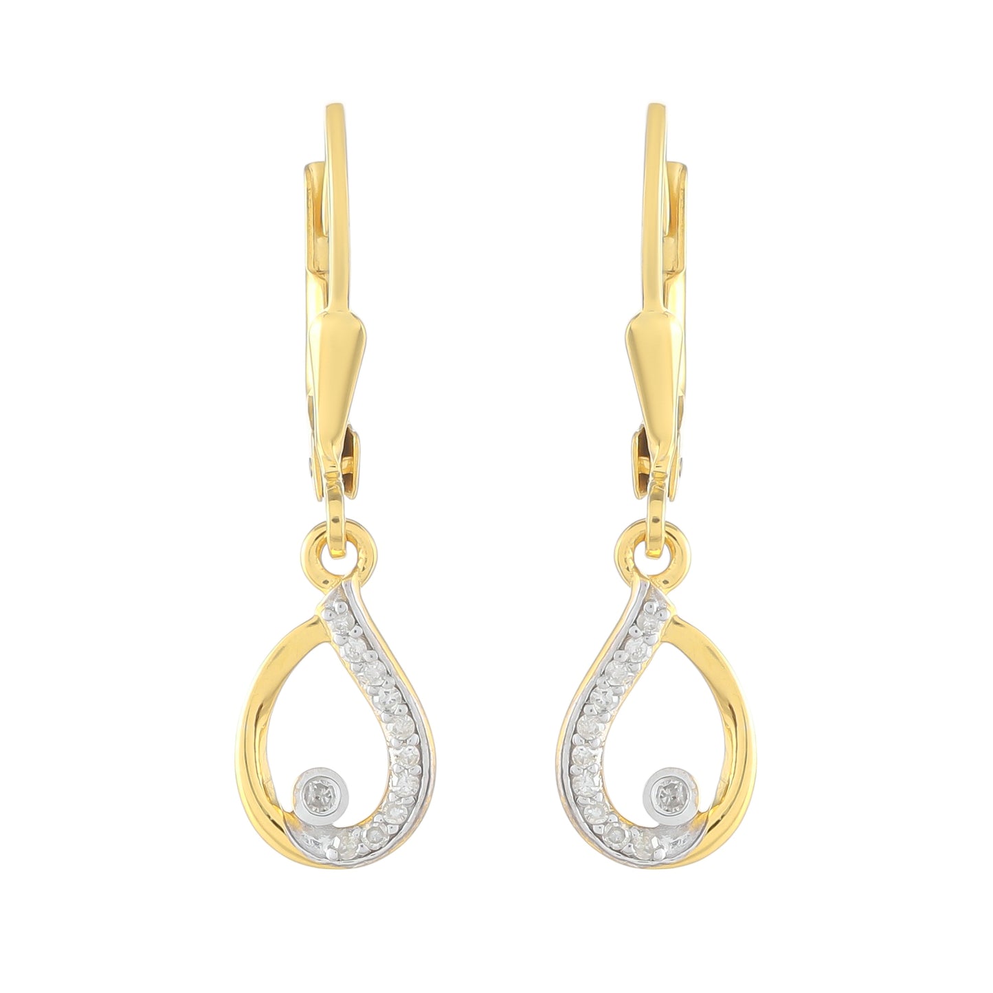 Pendientes de Plata Bañada en Oro con Diamante blanco