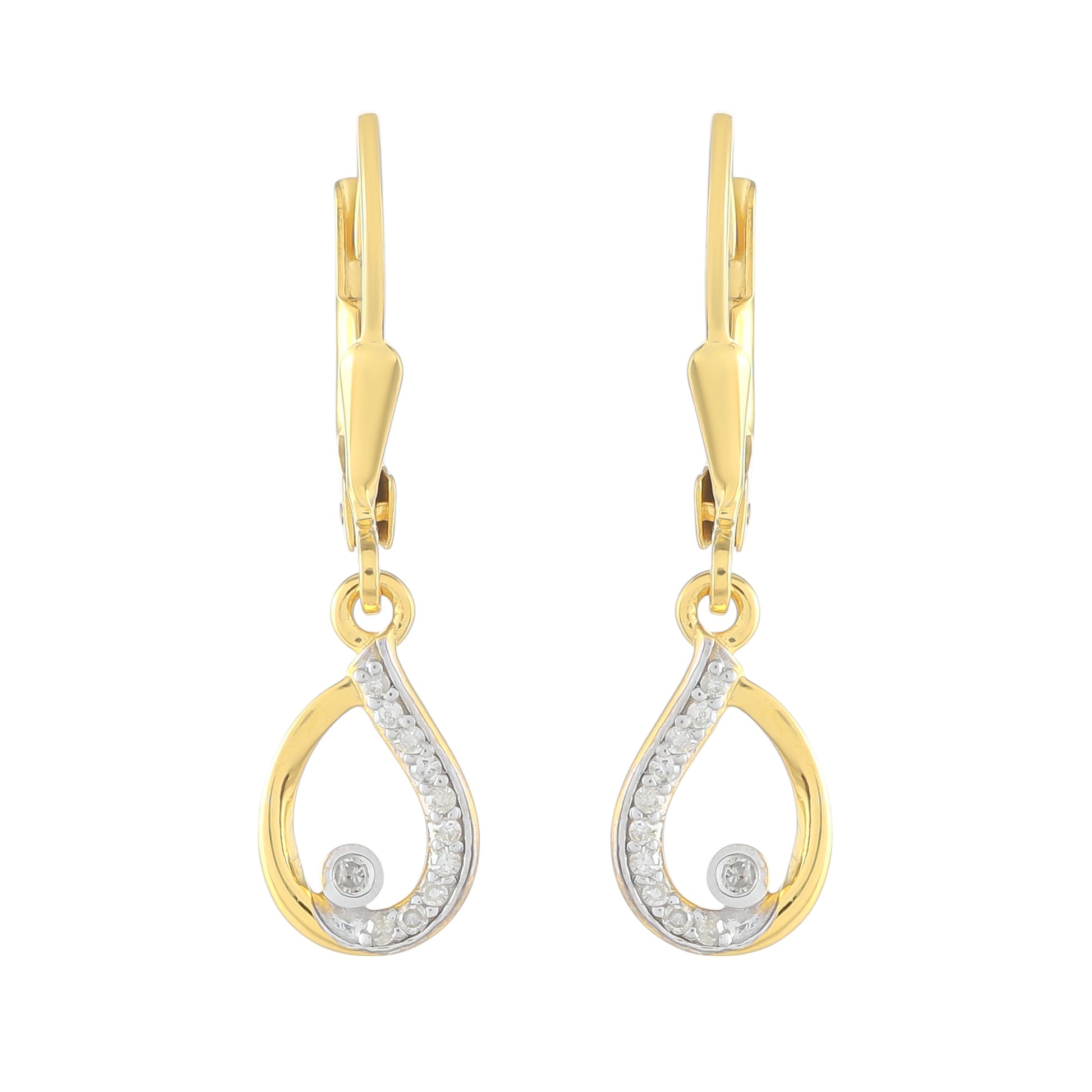 Pendientes de Plata Bañada en Oro con Diamante blanco 1 