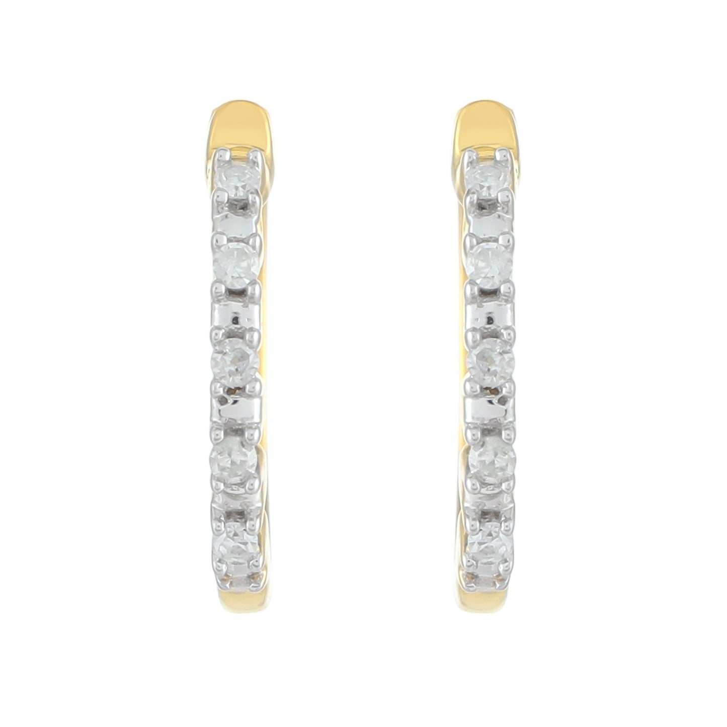 Pendientes de Plata Bañada en Oro con Diamante blanco