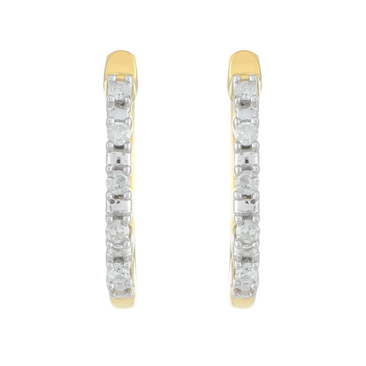 Pendientes de Plata Bañada en Oro con Diamante blanco