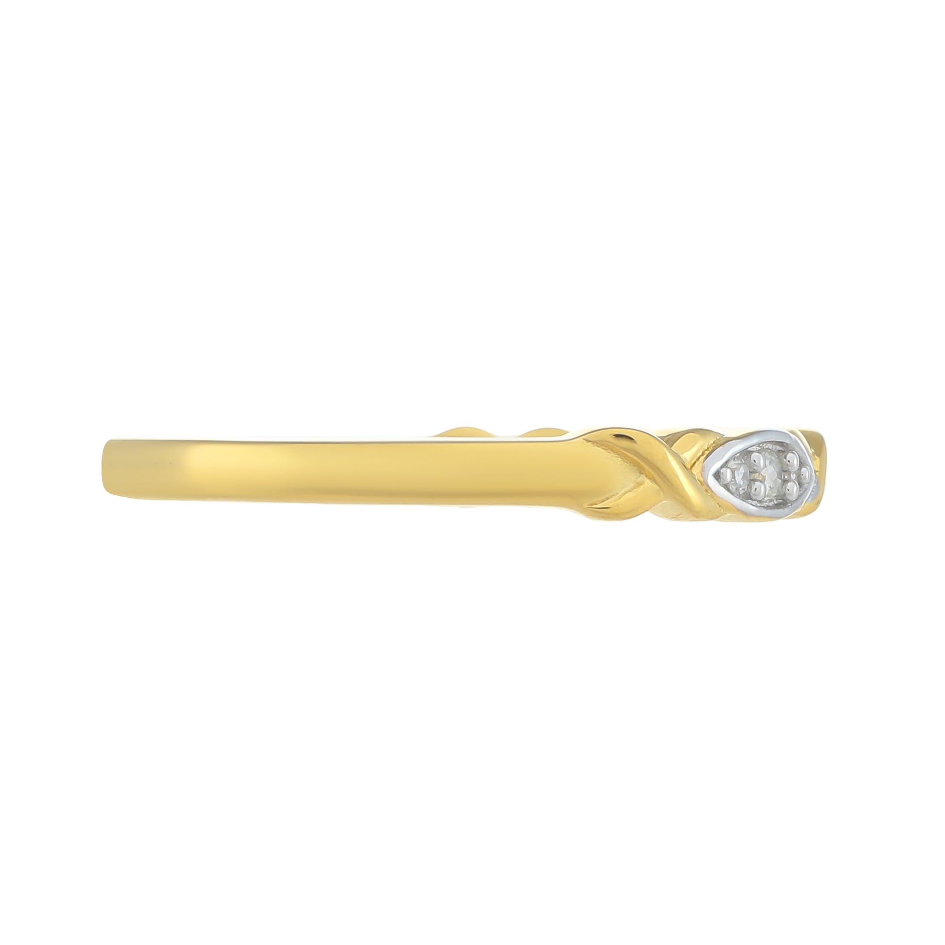 Anillo de Plata Bañada en Oro con Diamante blanco 2 