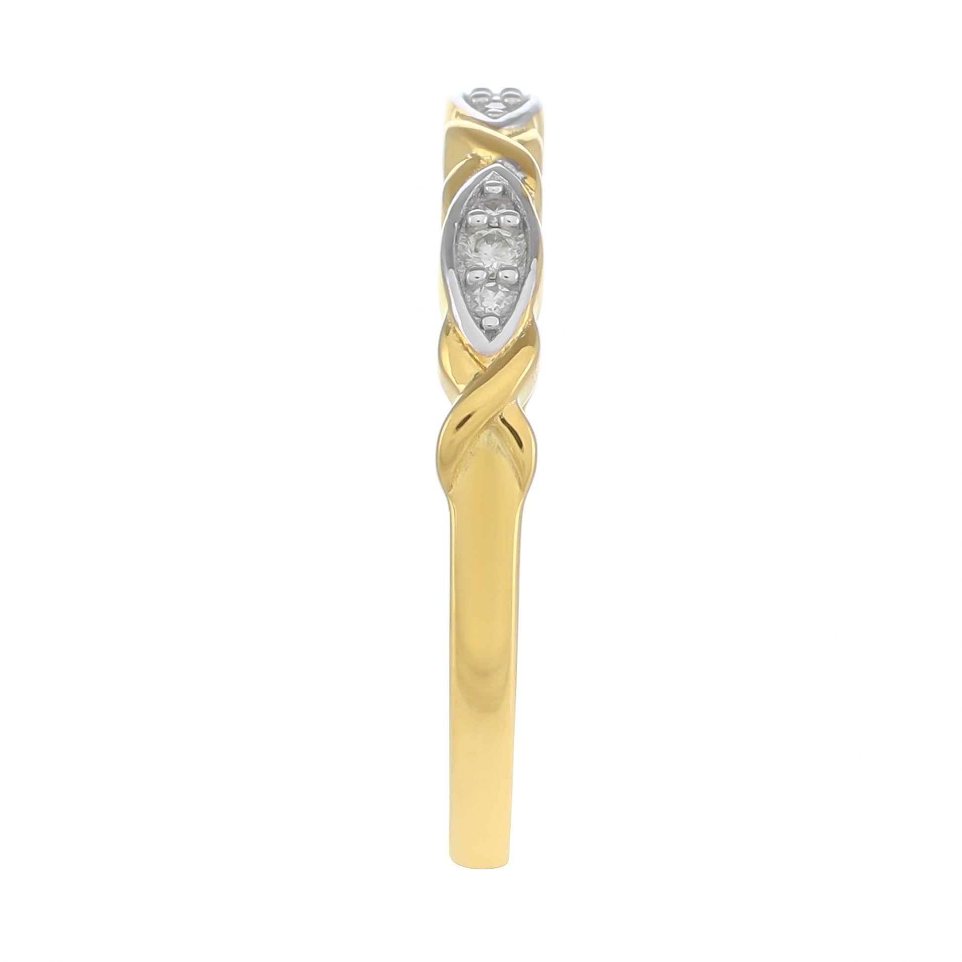 Anillo de Plata Bañada en Oro con Diamante blanco 3 