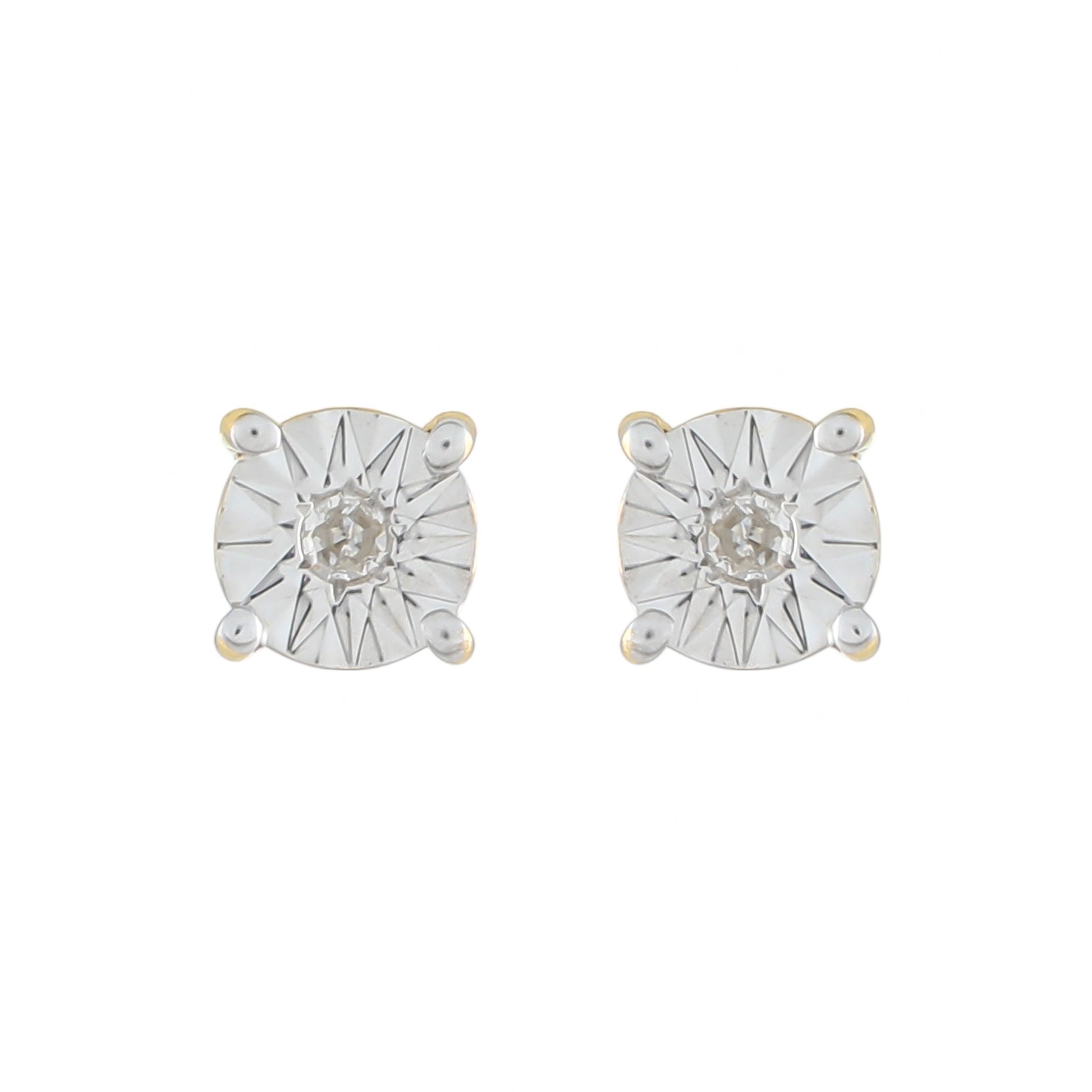Pendientes de Plata Bañada en Oro con Diamante blanco 1 