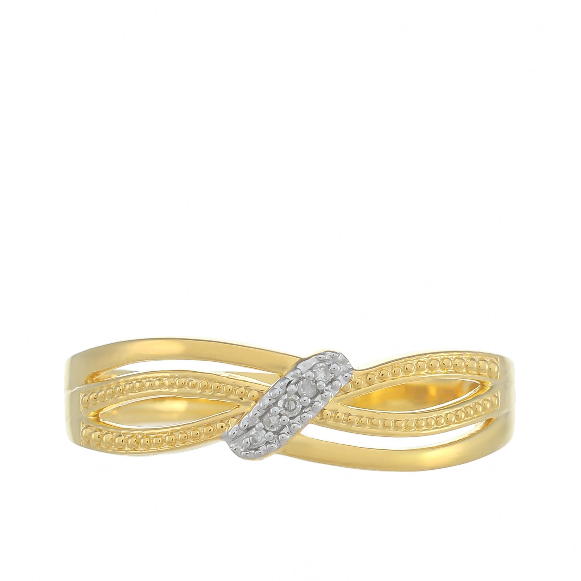 Anillo de Plata Bañada en Oro con Diamante blanco 1 