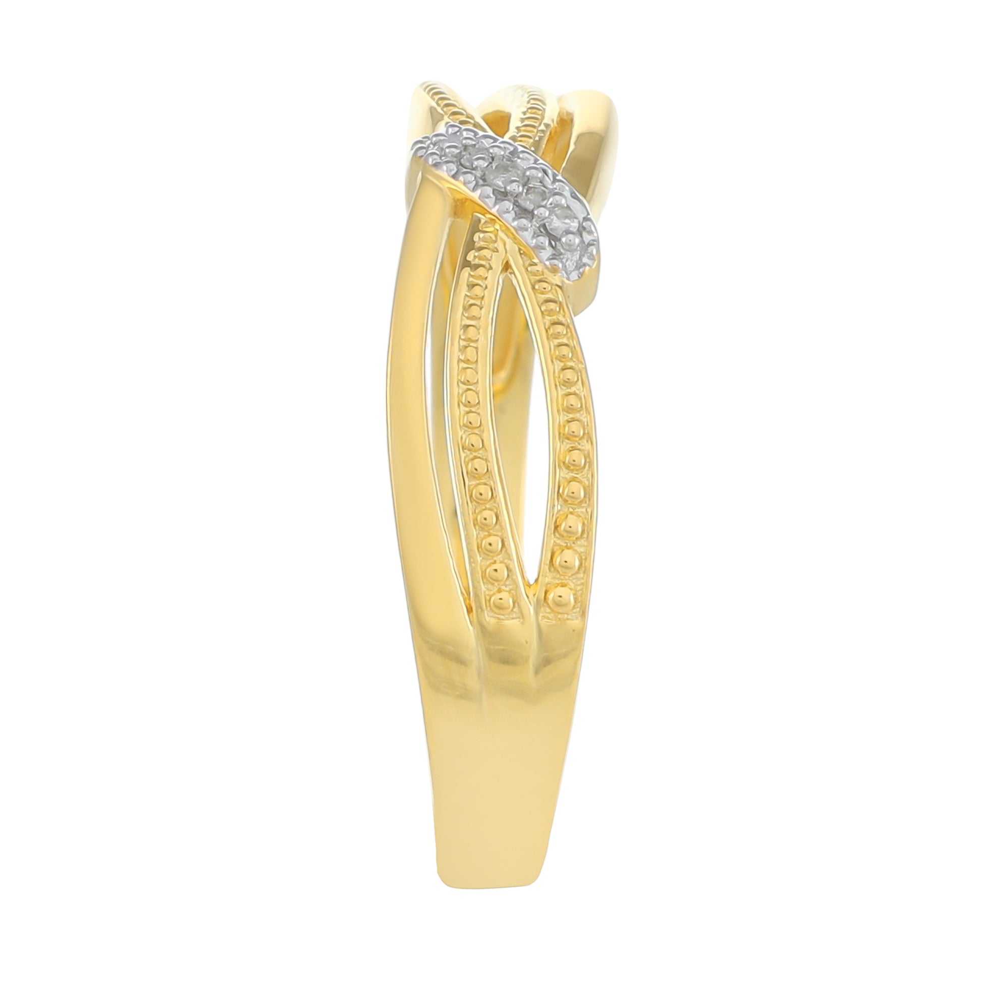Anillo de Plata Bañada en Oro con Diamante blanco 3 