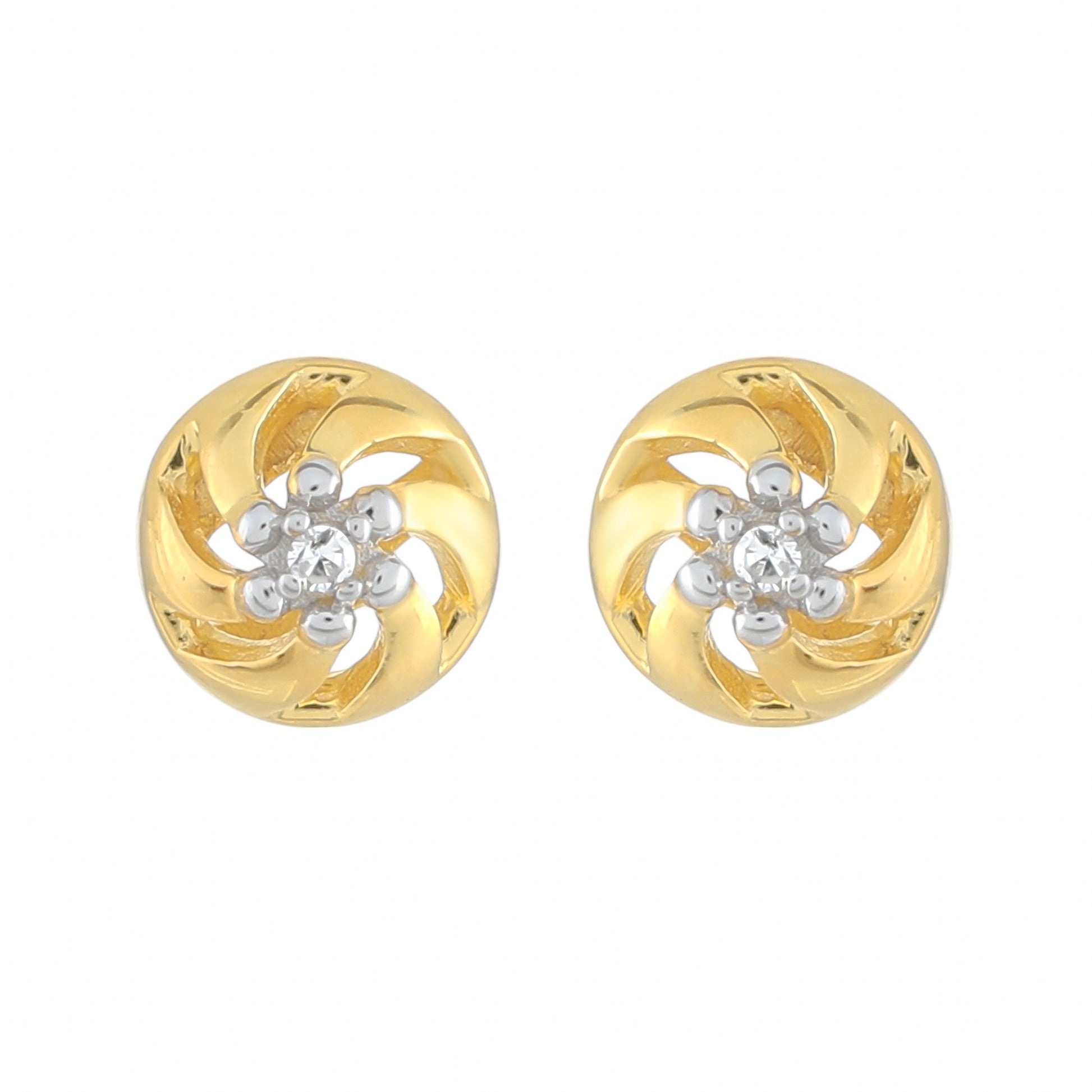 Pendientes de Plata Bañada en Oro con Diamante blanco 1 