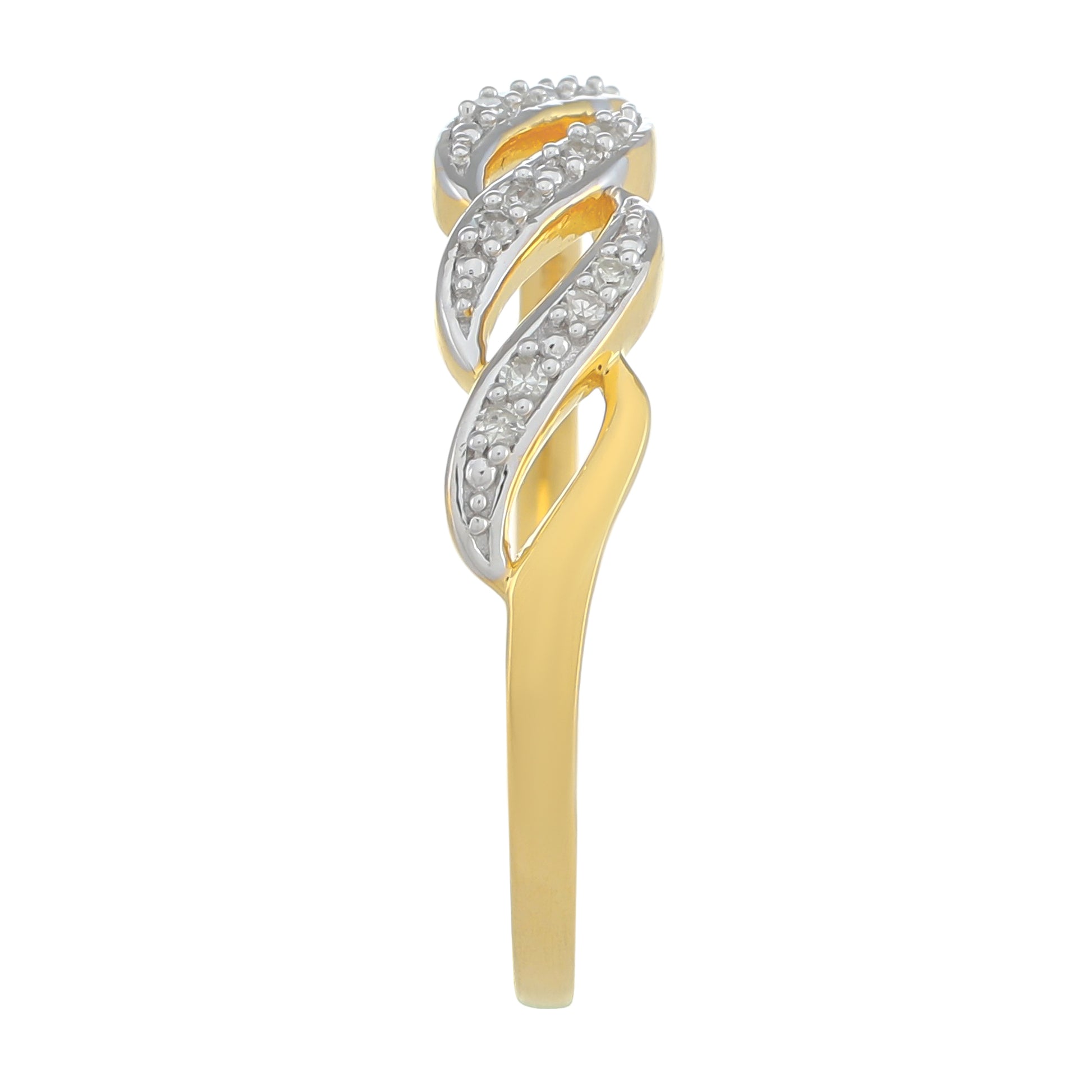 Anillo de Plata Bañada en Oro con Diamante blanco 3 