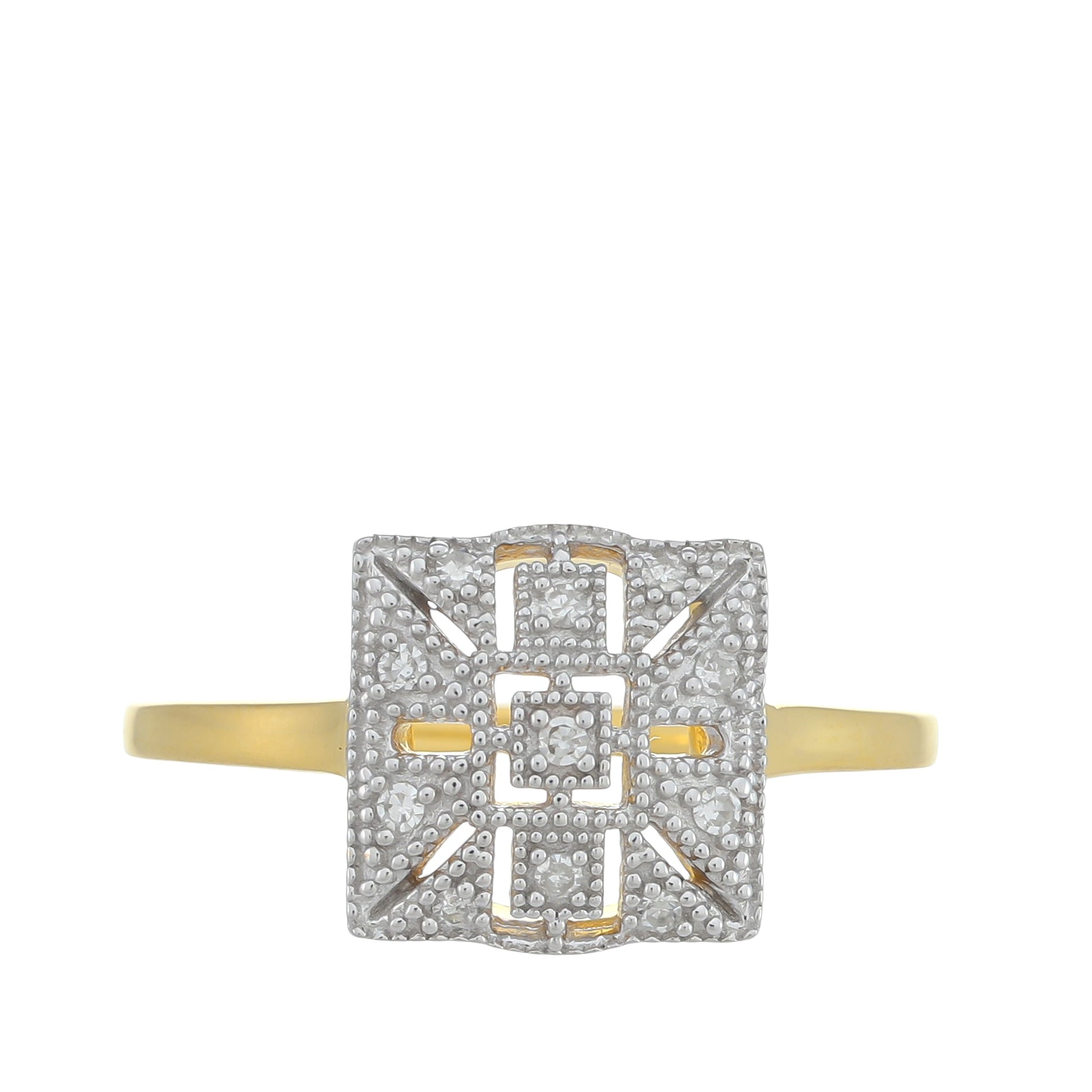 Anillo de Plata Bañada en Oro con Diamante blanco 1 