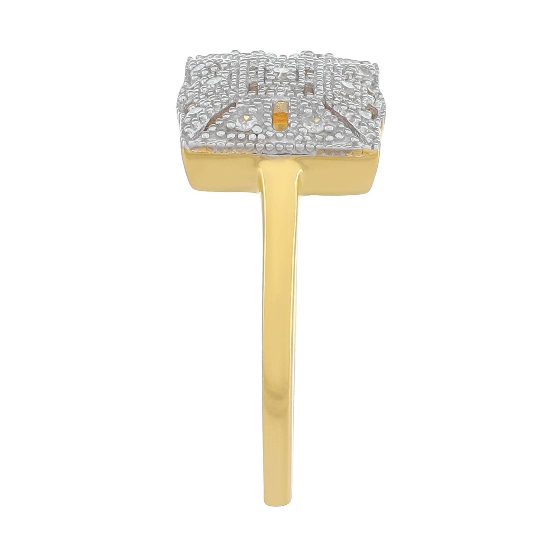 Anillo de Plata Bañada en Oro con Diamante blanco 3 