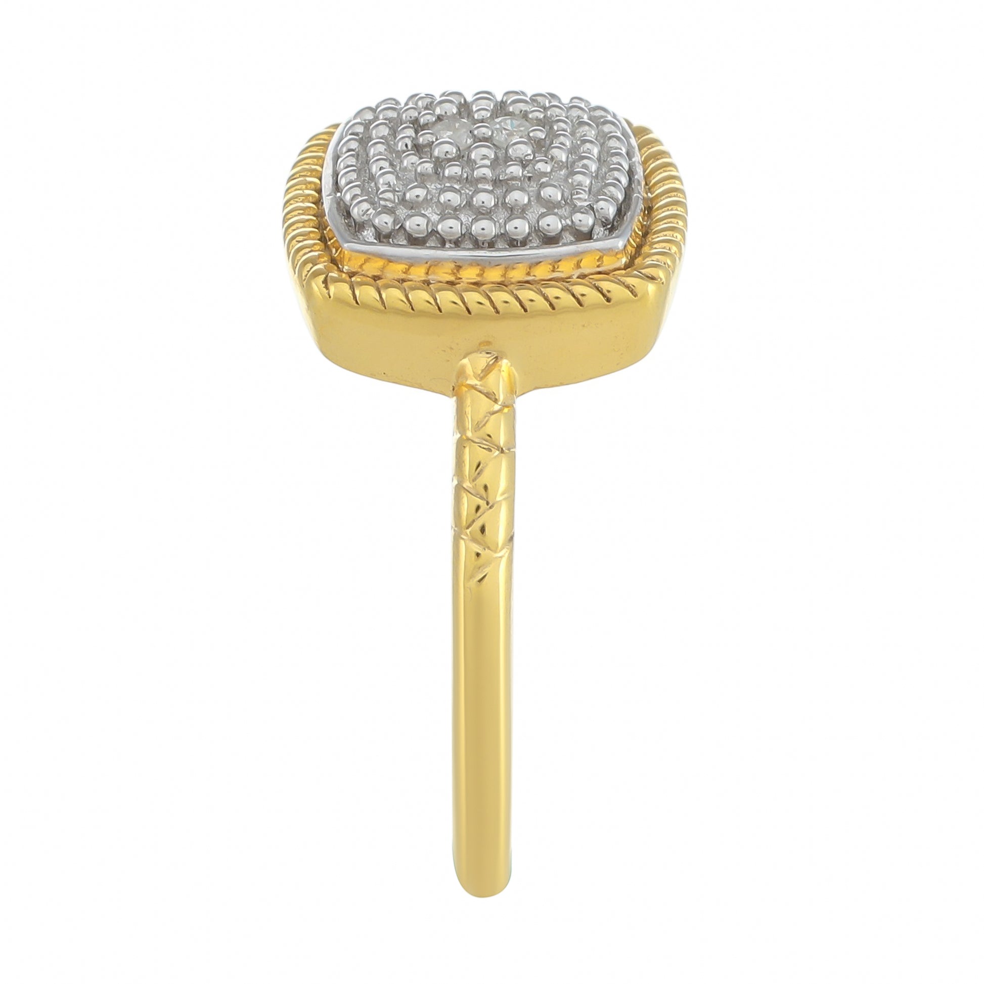 Anillo de Plata Bañada en Oro con Diamante blanco 3 