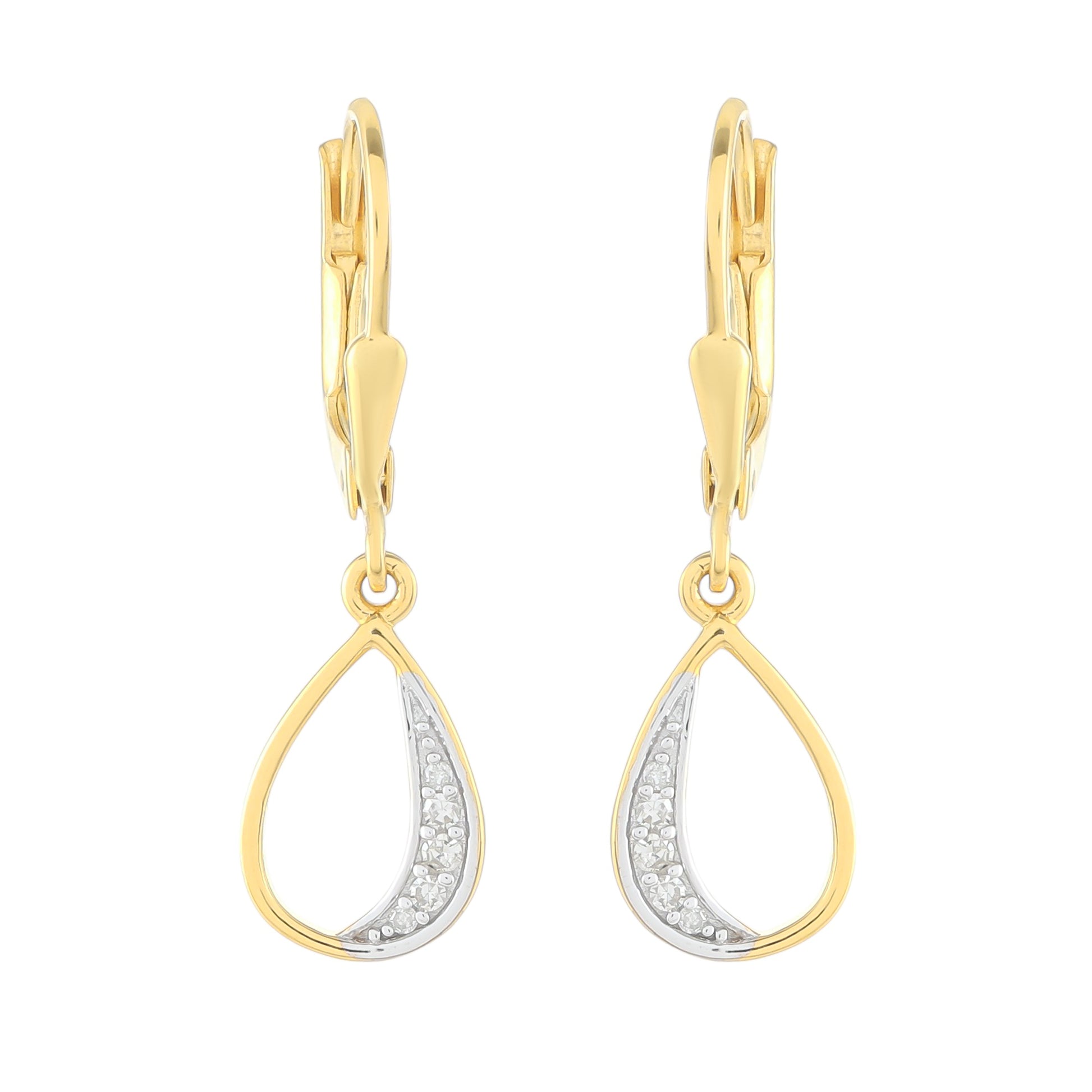 Pendientes de Plata Bañada en Oro con Diamante blanco 1 