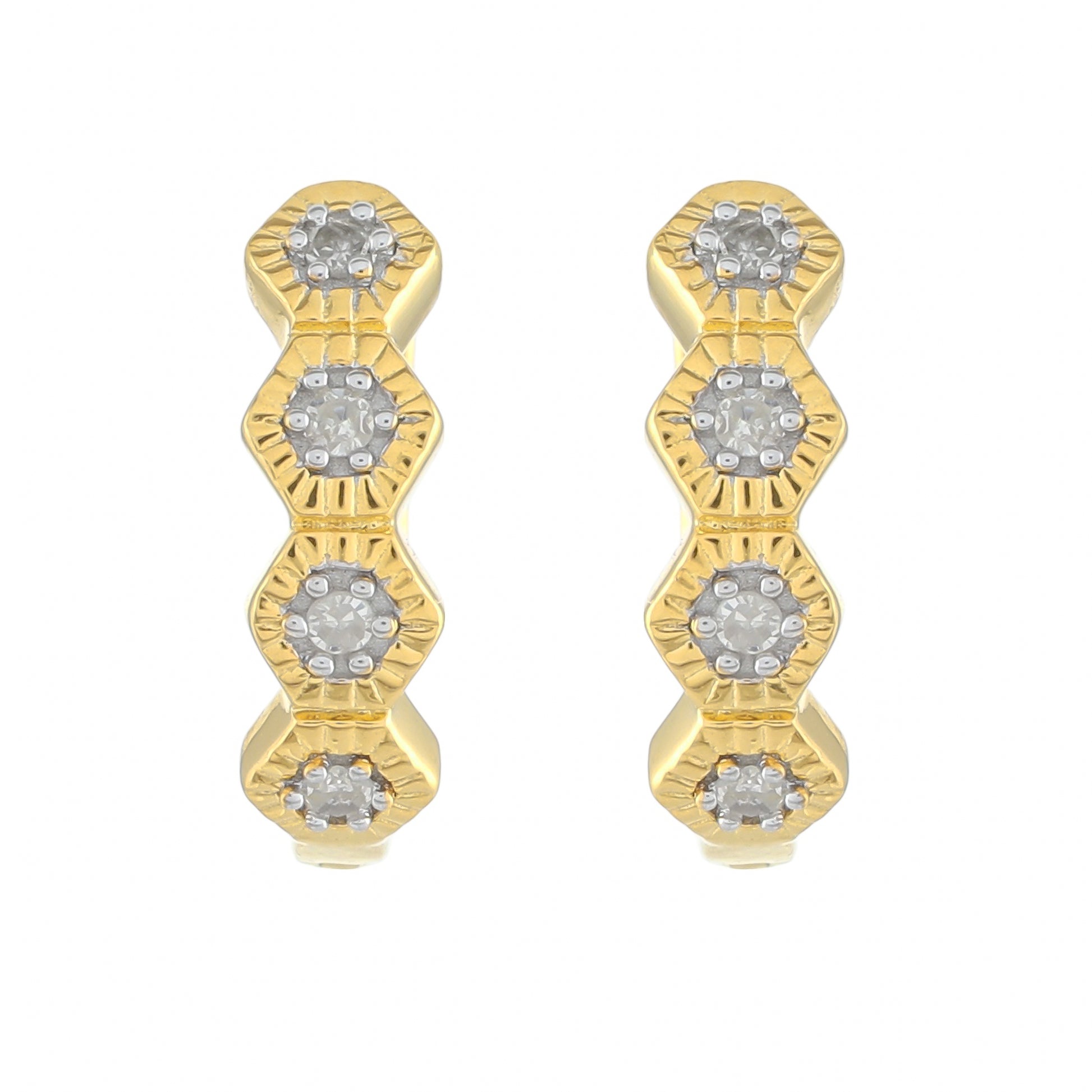 Pendientes de Plata Bañada en Oro con Diamante blanco 1 