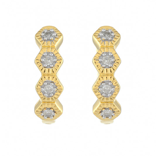 Pendientes de Plata Bañada en Oro con Diamante blanco