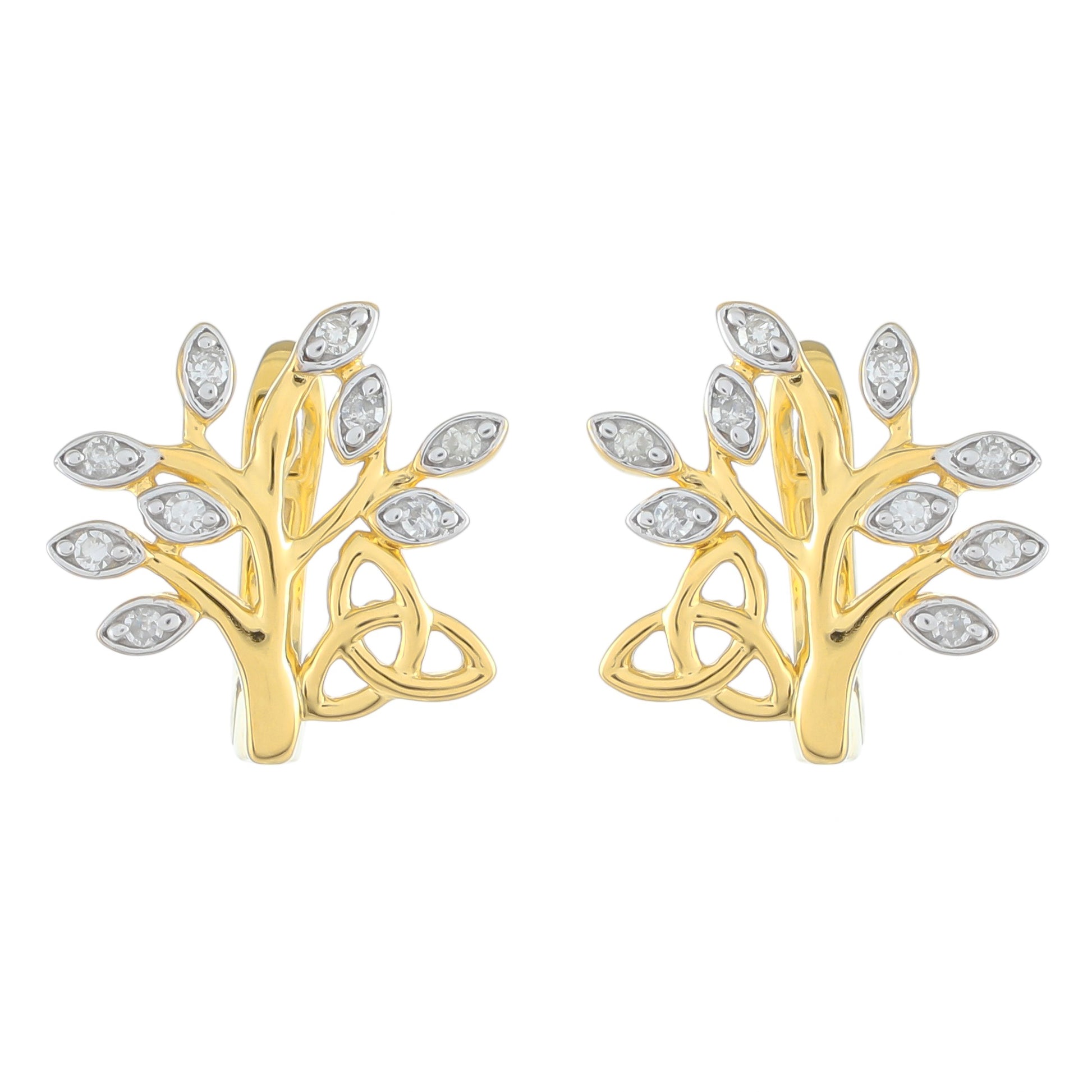 Pendientes de Plata Bañada en Oro con Diamante blanco 1 