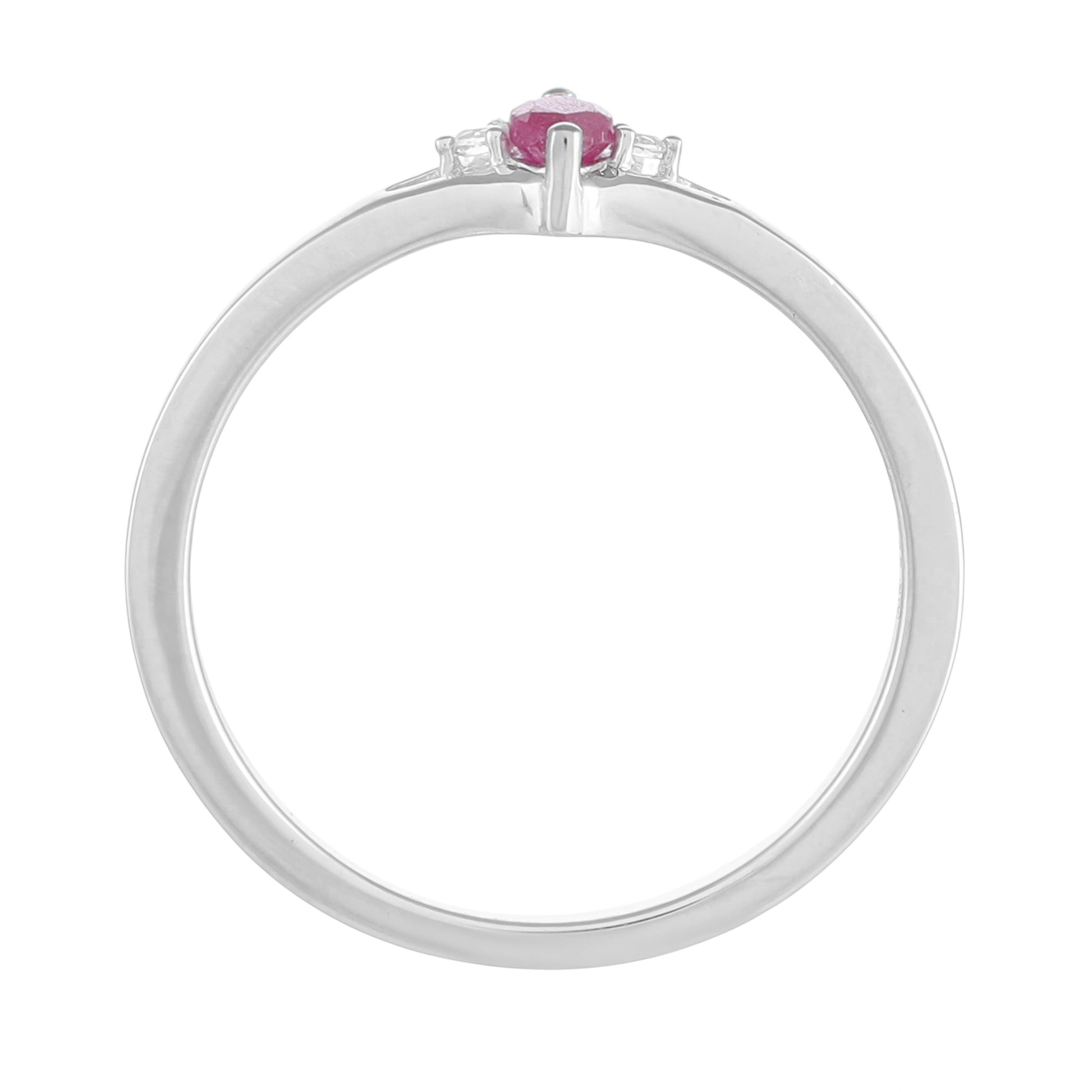 Anillo de Plata con Rubí de Tailandia y Topacio Blanco 4 