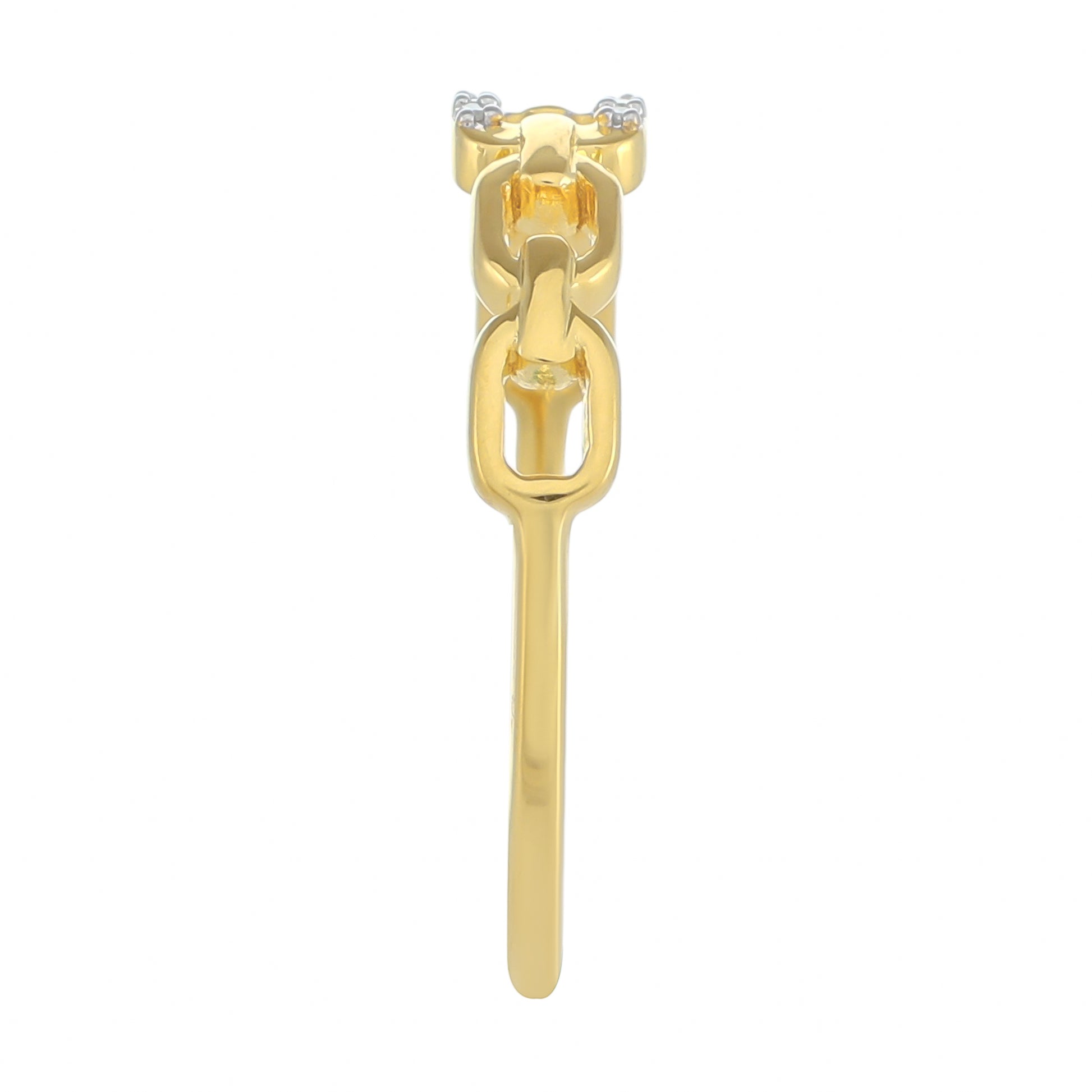 Anillo de Plata Bañada en Oro con Diamante blanco 2 