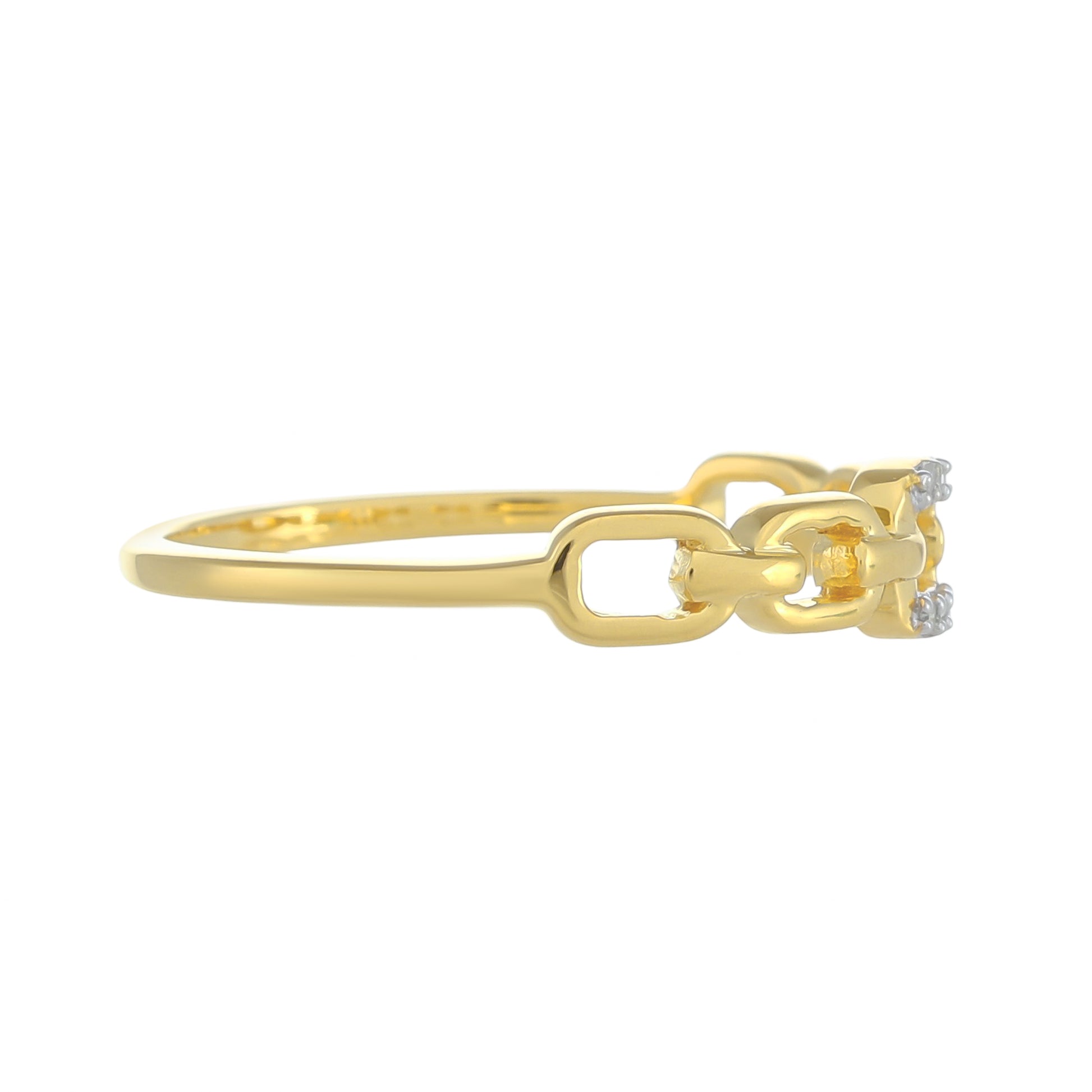 Anillo de Plata Bañada en Oro con Diamante blanco 4 